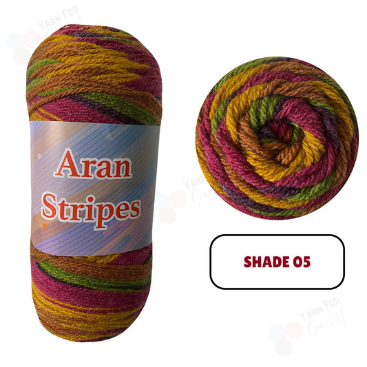 Knitco Aran Stripes Yarn - 200g