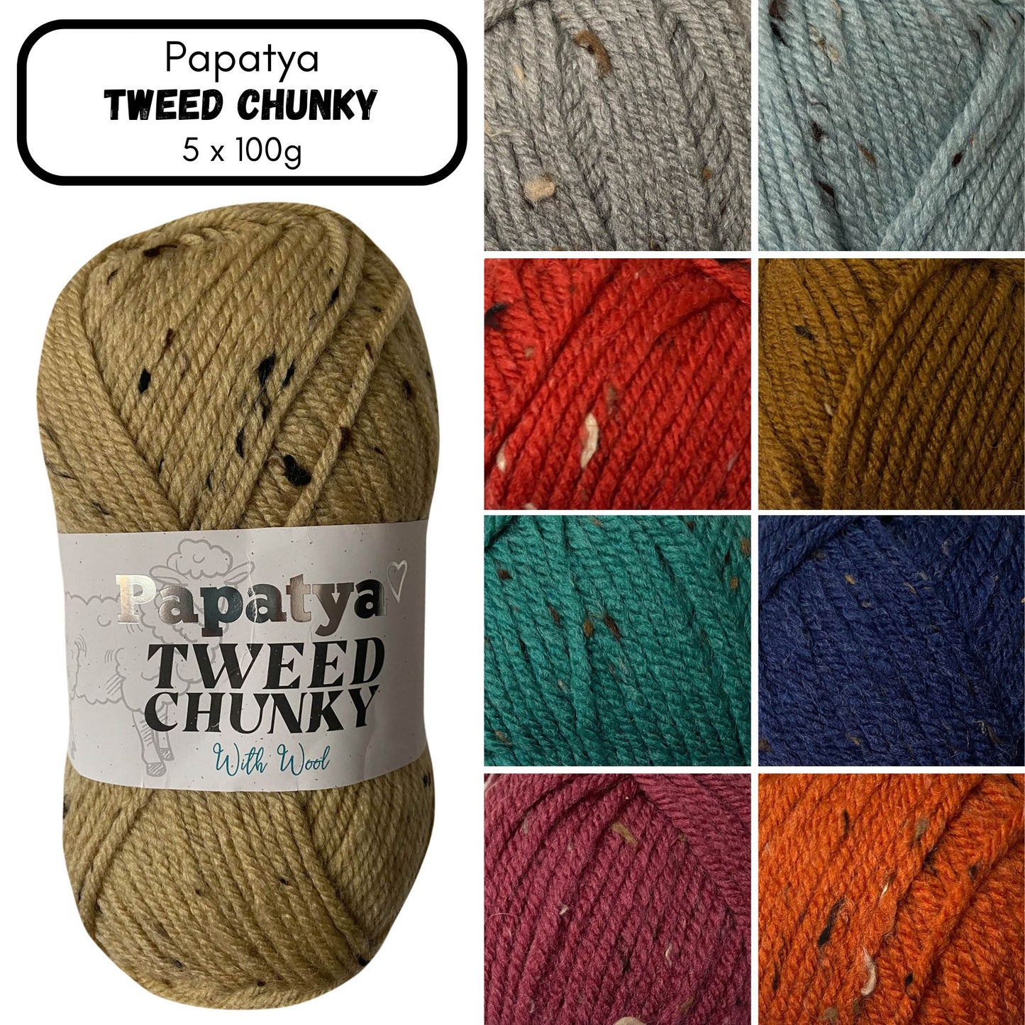 Papatya Tweed Chunky Yarn - (5 x 100g)
