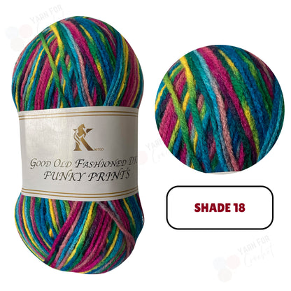 Knitco Good Old Fashioned Funky Prints DK Yarn - (5 x 100g)