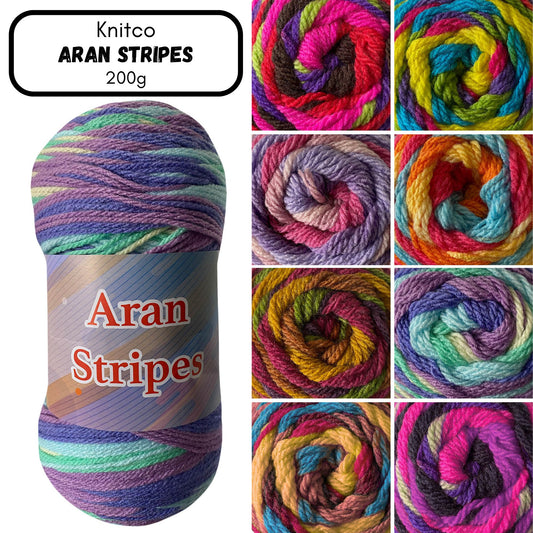 Knitco Aran Stripes Yarn - 200g
