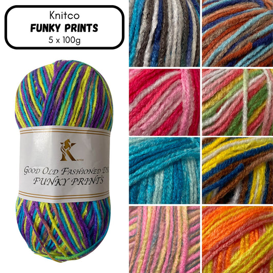 Knitco Good Old Fashioned Funky Prints DK Yarn - (5 x 100g)